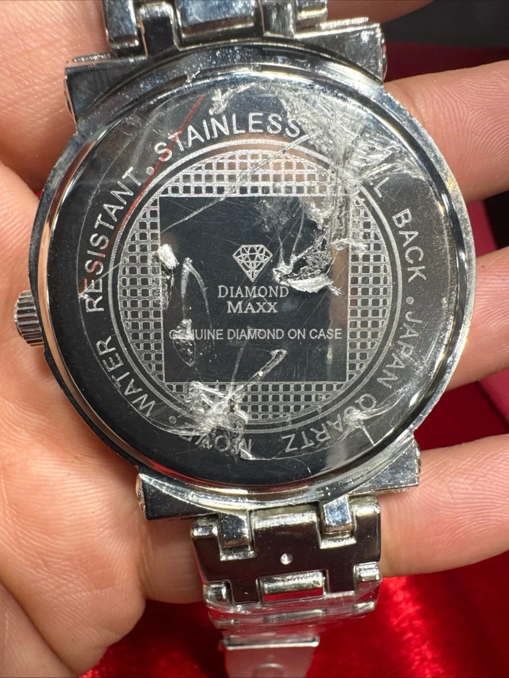 Diamond Maxx Genuine Diamond Watch Stainless Steel Not Working Missing Band Pin